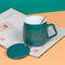فنجان قهوة سيراميك قابل لإعادة الاستخدام غير لامع مقاس 7 × 9 سم على طراز الطب الصيني التقليدي مع ملعقة