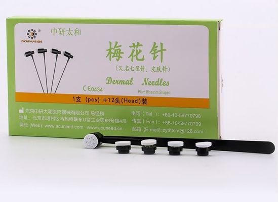 إبر وخز بالوخز بمقبض PVC على شكل زهرة البرقوق 12 إبرة في صندوق مناسبة للمحترفين في الوخز بالإبر والعافية