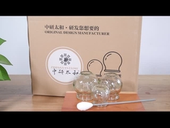 طقم حجامة زجاجي من 5 قطع للتدليك بالشفط والشفط مع صندوق